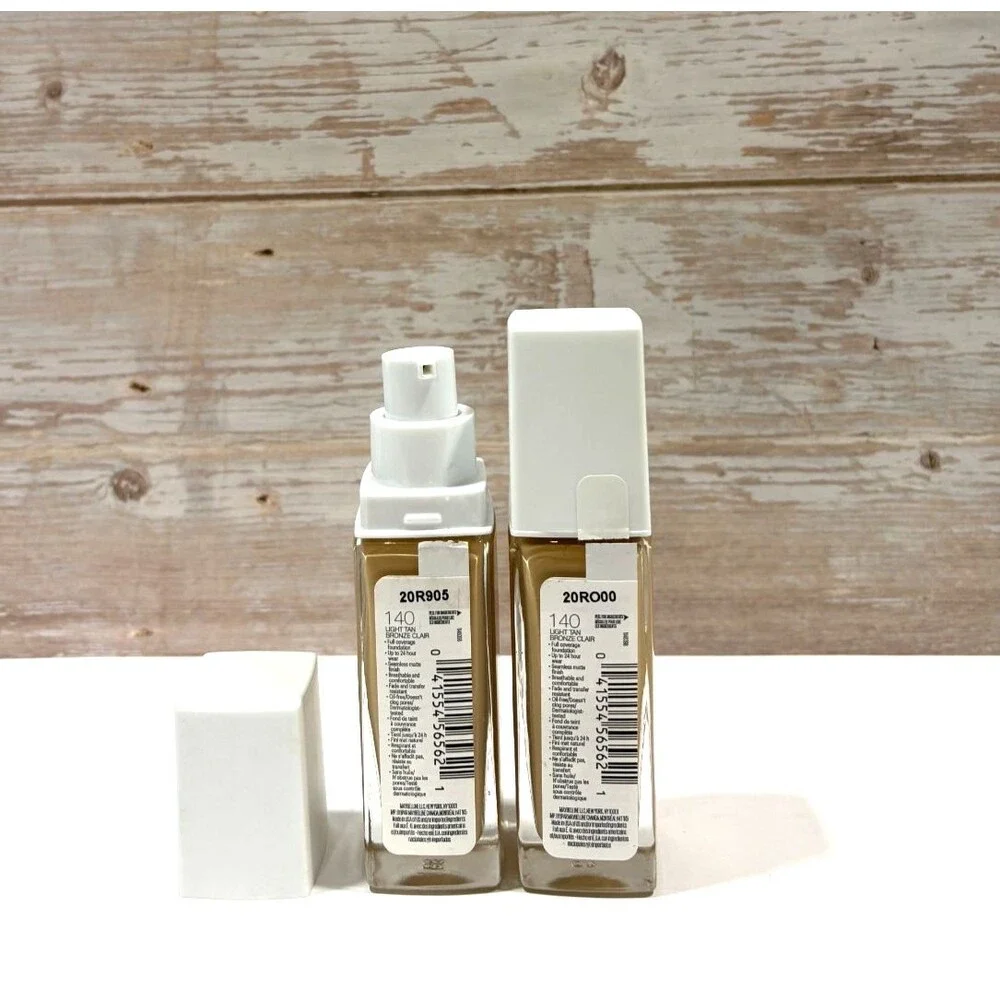 2 Pack Maybelline Super Stay 24H Foundation Makeup Full Coverage 140 Light Tan